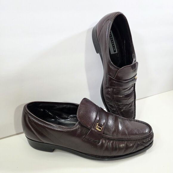 Florsheim Comfortech Mens 9D Burgundy Brown Leather Loafers Slip On Dress Shoes main image 5
